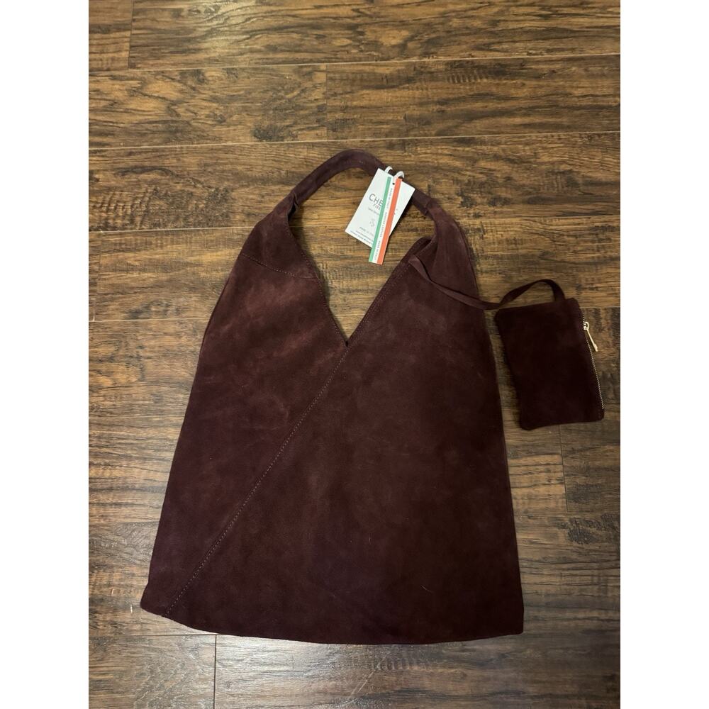 Cheval Firenze Shoulder Bag Womens Dark Brown Suede Leather Hobo Made in Italy